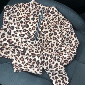 Cropped Cheetah Print Sweatshirt